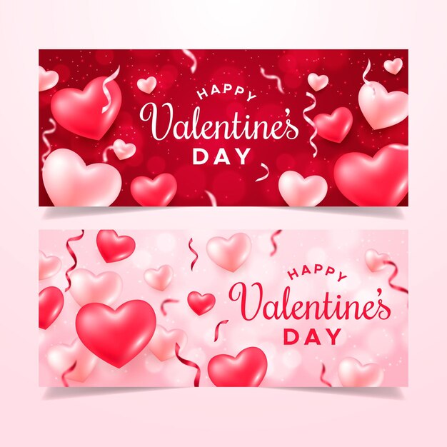 Plantilla de banners de día de san valentín realista
