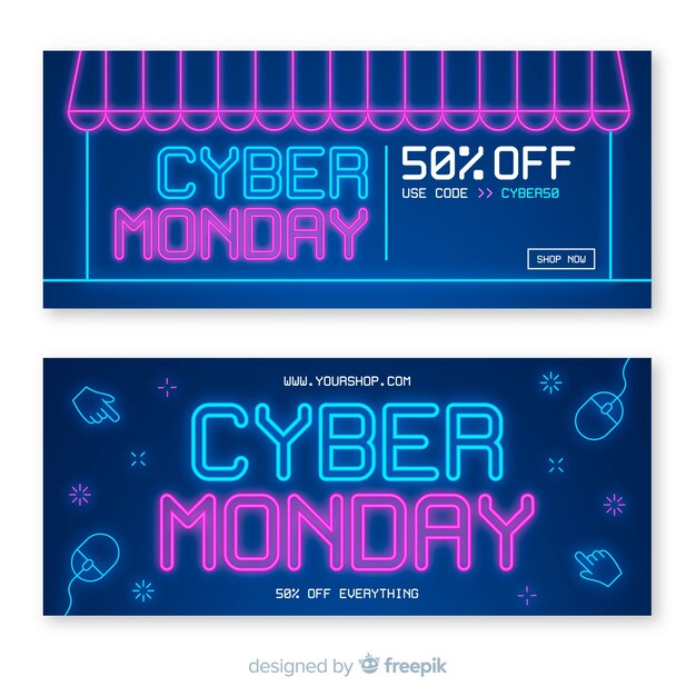 Plantilla de banners de diseño plano ciber lunes