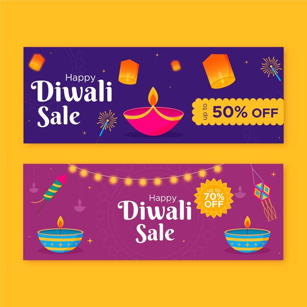 Plantilla de banners de diwali