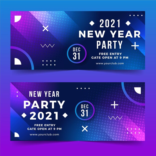 Plantilla de banners de fiesta de año nuevo 2021