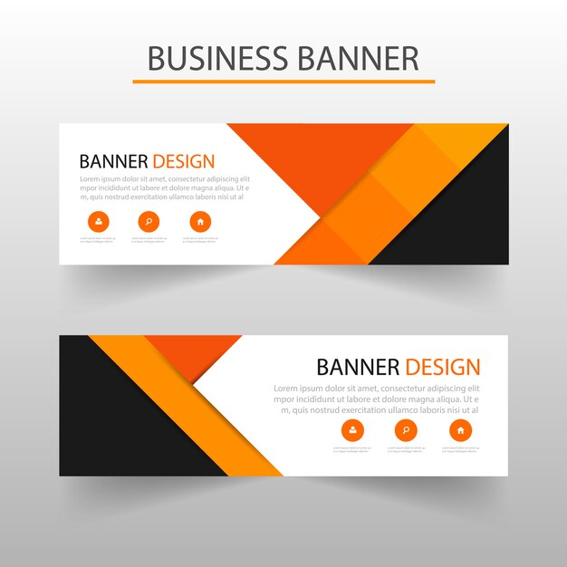 Plantilla de banners geométricos con formas naranjas