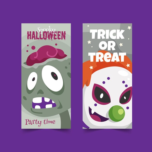 Plantilla de banners de halloween de diseño plano
