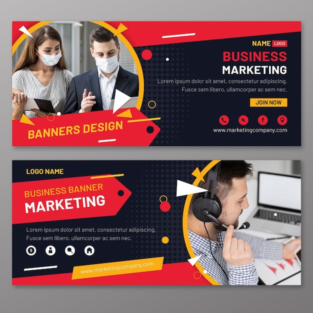 Vector gratuito plantilla de banners de marketing