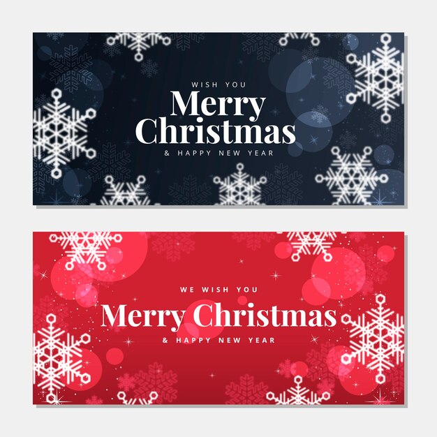Plantilla de banners de navidad borrosos