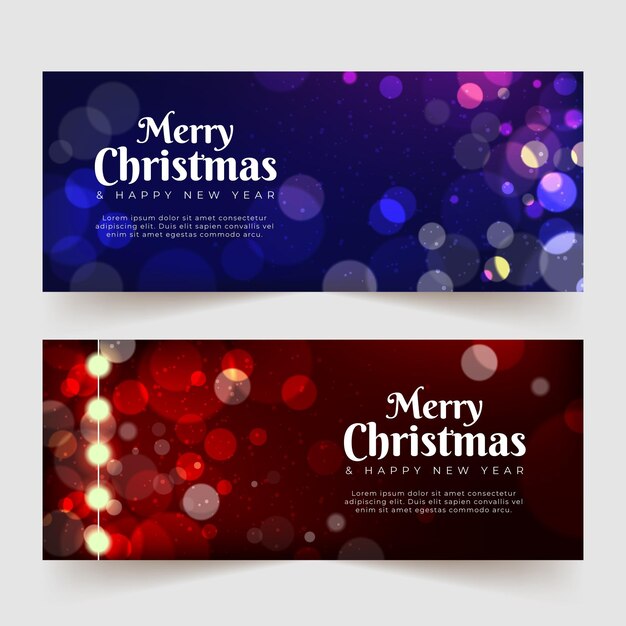 Plantilla de banners de navidad borrosos