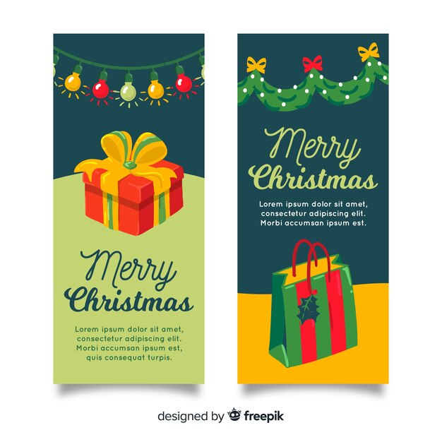 Plantilla de banners de navidad dibujados a mano