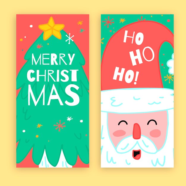 Plantilla de banners de navidad dibujados a mano