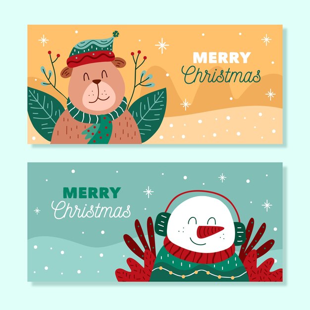 Plantilla de banners de navidad dibujados a mano