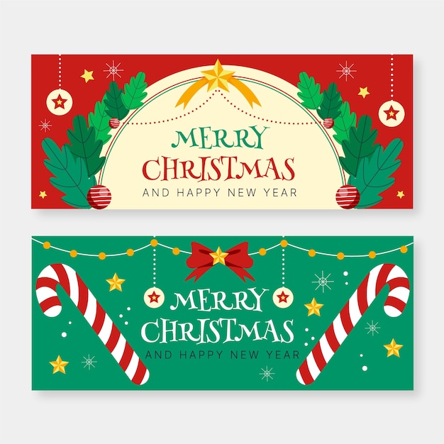 Plantilla de banners de navidad dibujados a mano