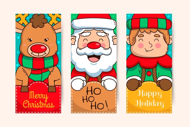 Plantilla de banners de navidad dibujados a mano