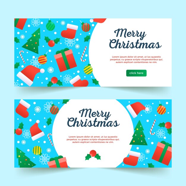 Plantilla de banners de navidad de diseño plano