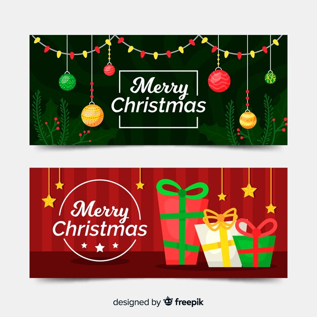 Plantilla de banners de navidad de diseño plano