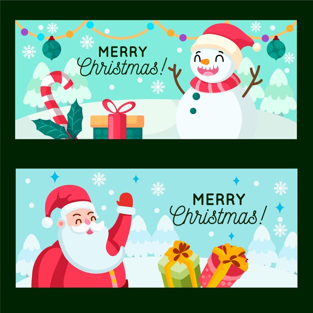 Plantilla de banners de navidad de diseño plano
