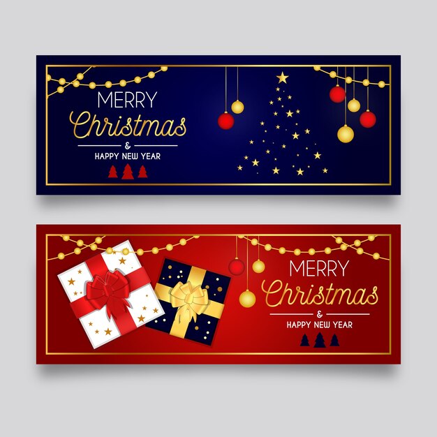 Plantilla de banners de navidad de diseño plano