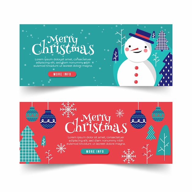 Plantilla de banners de navidad de diseño plano