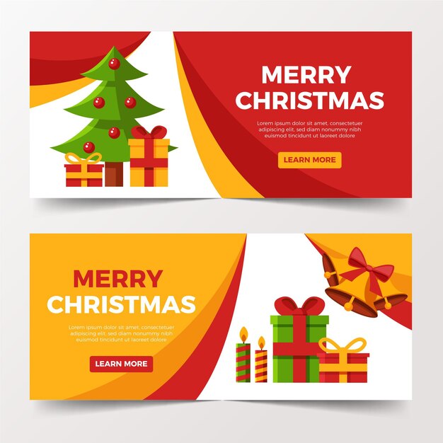 Plantilla de banners de navidad de diseño plano