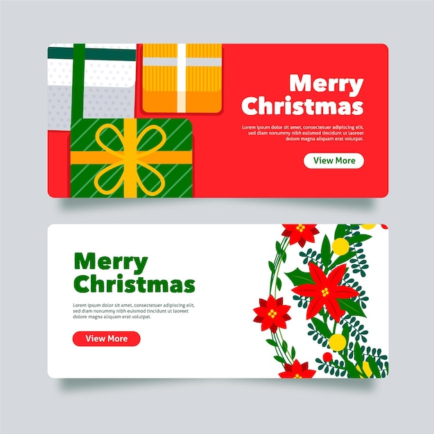 Vector gratuito plantilla de banners de navidad de diseño plano