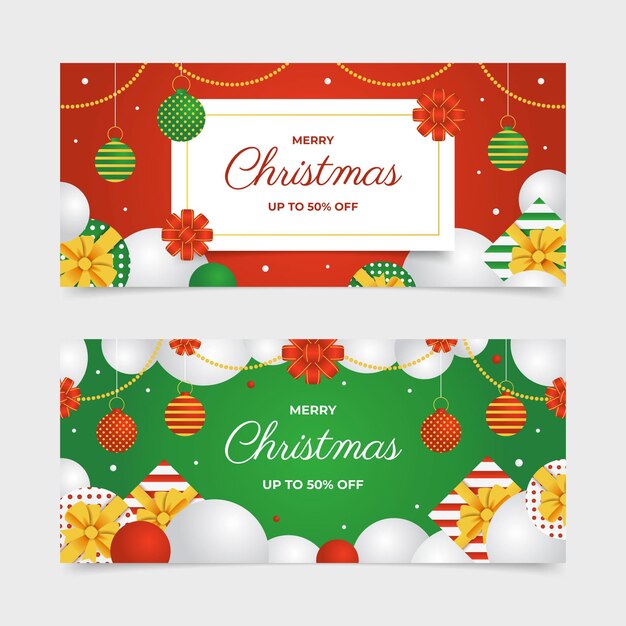 Plantilla de banners de navidad de diseño plano