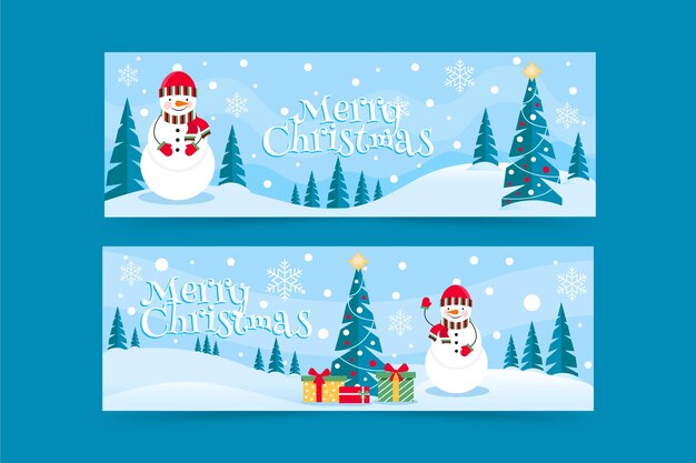 Plantilla de banners de navidad de diseño plano