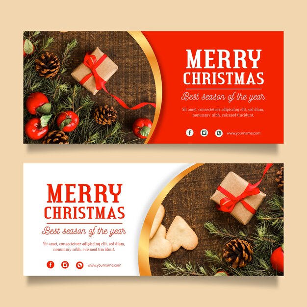 Plantilla de banners de navidad con foto