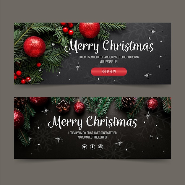 Vector gratuito plantilla de banners de navidad con foto