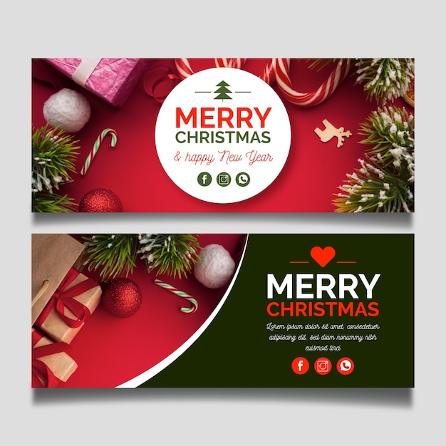 Plantilla de banners de navidad con foto