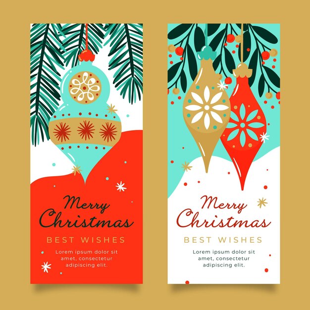 Vector gratuito plantilla de banners navideños dibujados a mano