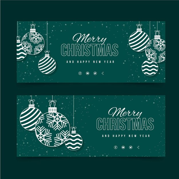 Plantilla de banners navideños de diseño plano