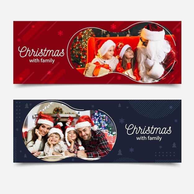 Vector gratuito plantilla de banners navideños con foto