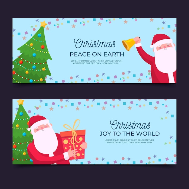 Plantilla de banners navideños planos