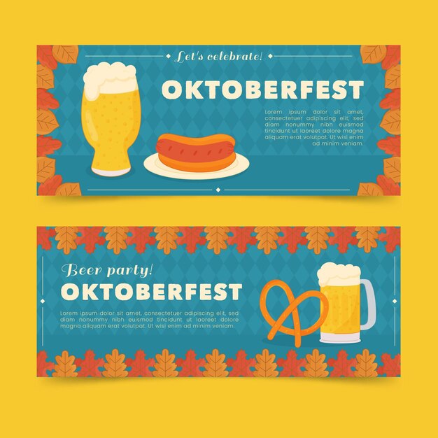 Plantilla de banners de oktoberfest dibujados a mano