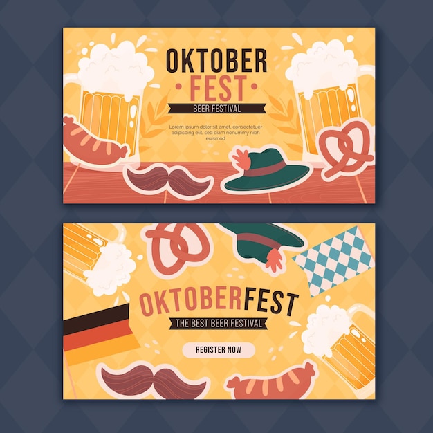 Plantilla de banners de oktoberfest dibujados a mano