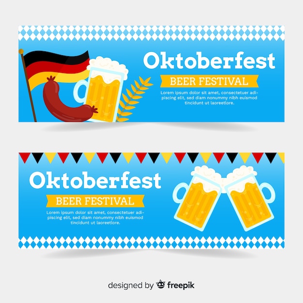 Vector gratuito plantilla de banners de oktoberfest de diseño plano