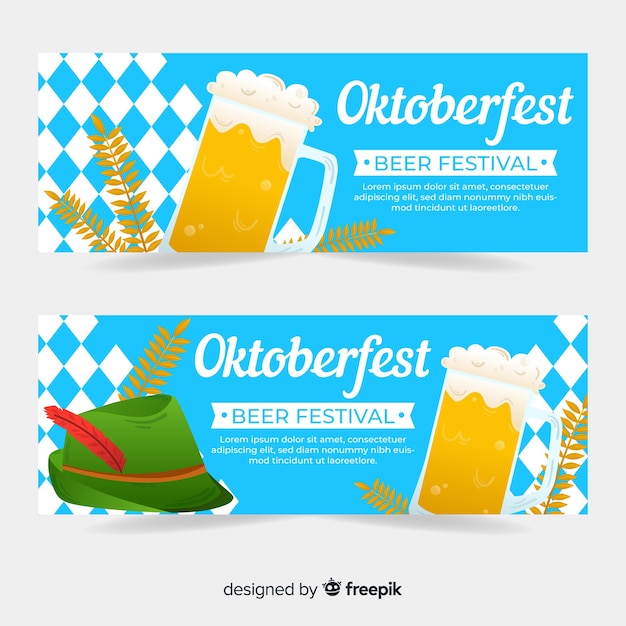 Plantilla de banners de oktoberfest de diseño plano