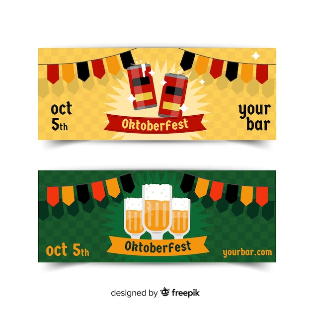 Plantilla de banners de oktoberfest de diseño plano