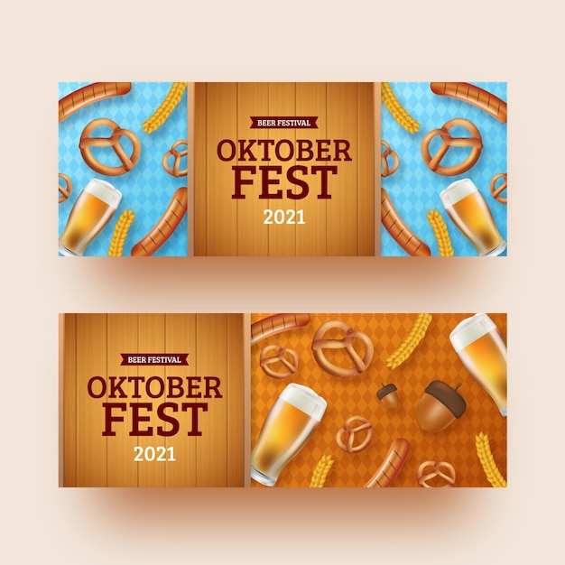 Vector gratuito plantilla de banners de oktoberfest realista