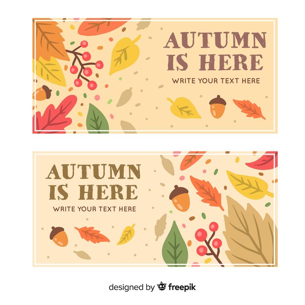 Plantilla de banners otoño dibujado a mano