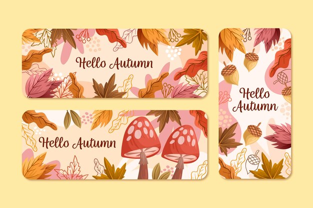 Plantilla de banners otoño dibujado a mano
