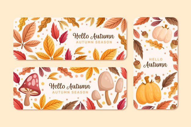Plantilla de banners otoño dibujado a mano