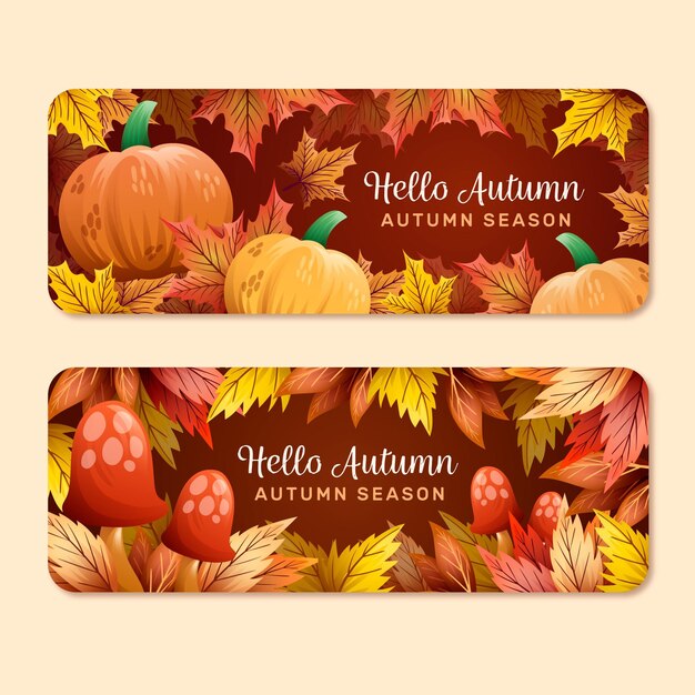 Plantilla de banners otoño dibujado a mano