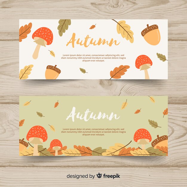 Plantilla de banners de otoño en diseño plano