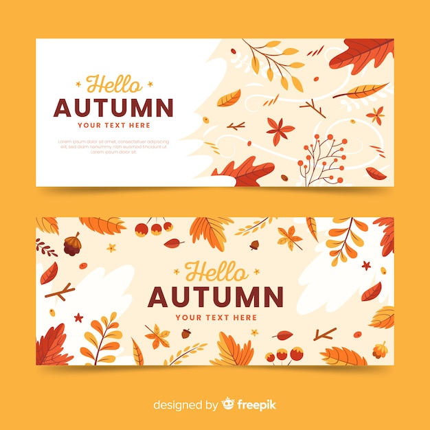 Plantilla de banners de otoño en diseño plano