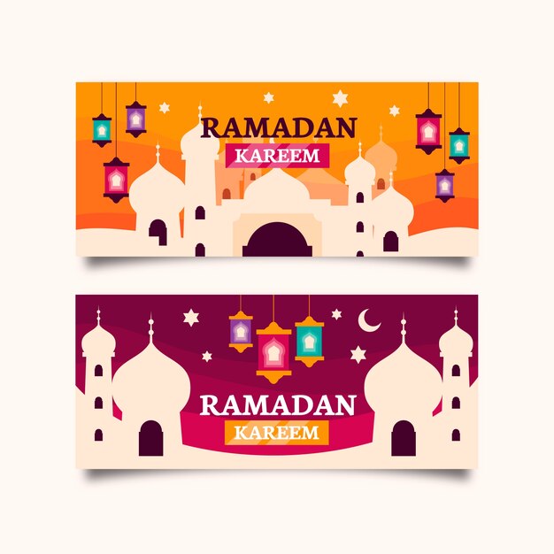Plantilla de banners de ramadan de diseño plano