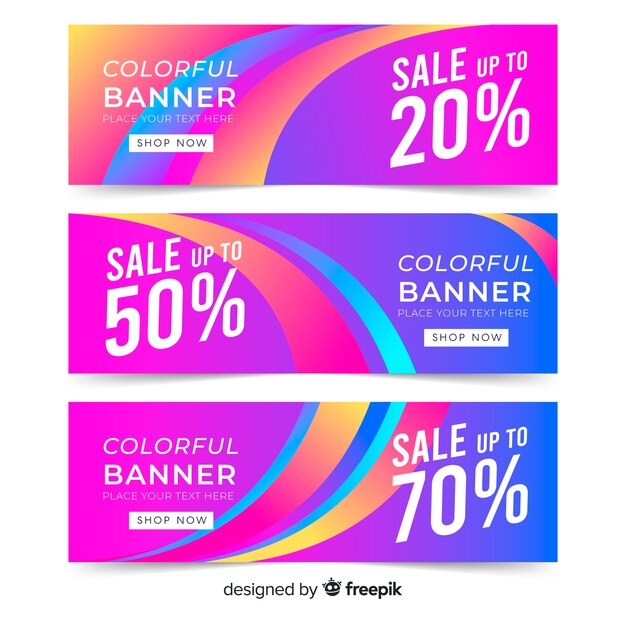 Plantilla de banners de rebajas colorido abstracto