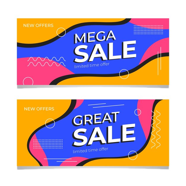 Plantilla de banners de rebajas colorido abstracto