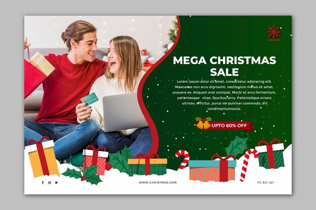 Vector gratuito plantilla de banners de rebajas de navidad