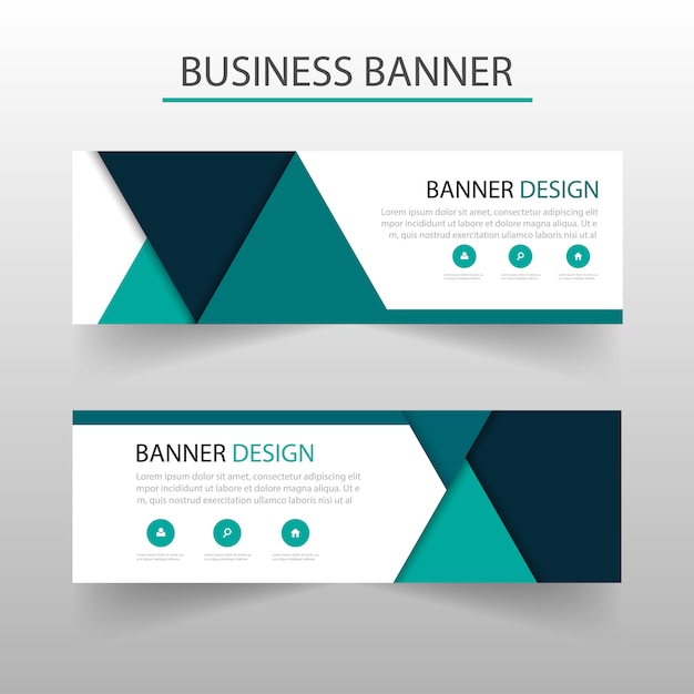 Plantilla de banners con triángulos turquesas, estilo geométrico