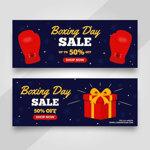 Vector gratuito plantilla de banners de venta de boxing day en diseño plano