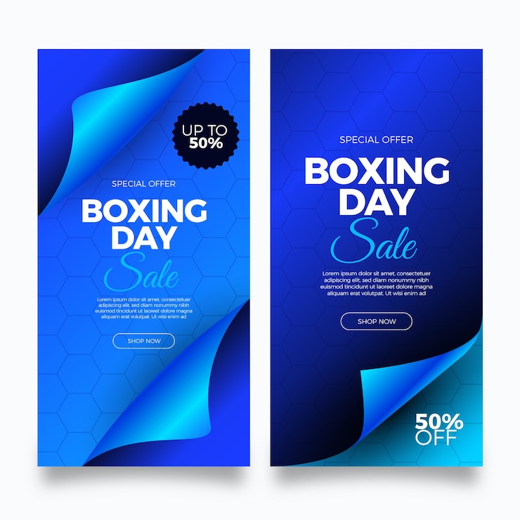 Vector gratuito plantilla de banners de venta de boxing day realista