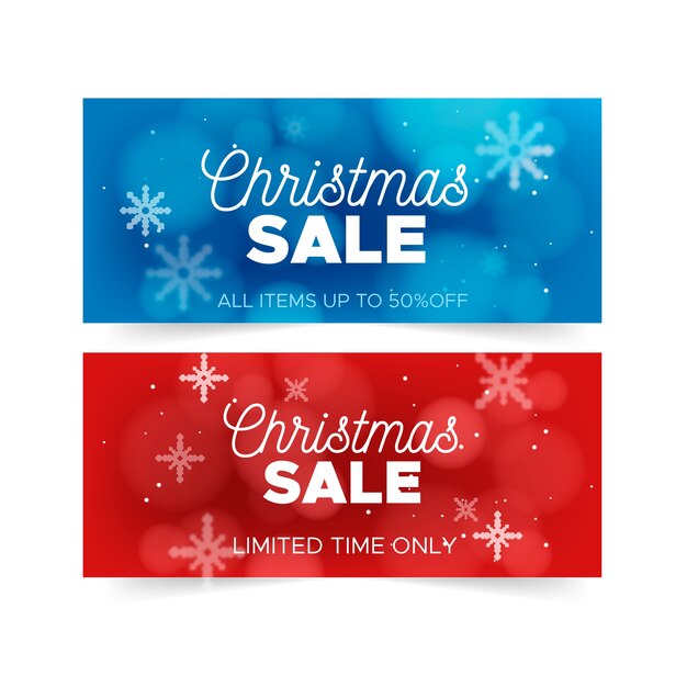 Plantilla de banners de venta de Navidad borrosa
